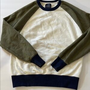 J. Crew Preppy White, Blue and Green Crewneck Mid-weight Sweater Size Small